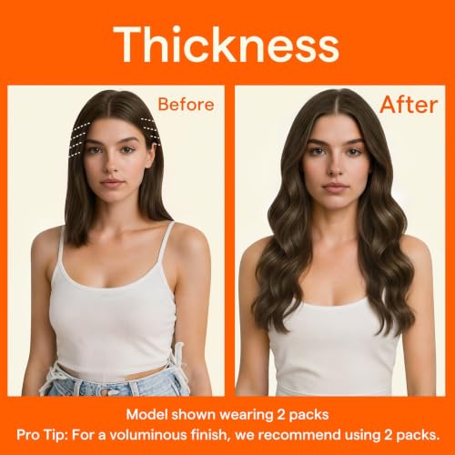 Image of Full Shine Seamless Clip in Hair Extensions, Chestnut Brown | Brown Hair Extensions, 16 Inch 65g 4 Pcs, Fill Thinning Sides, Silky Straight, Coffee Dates, Fine Hair, Easy to Blend