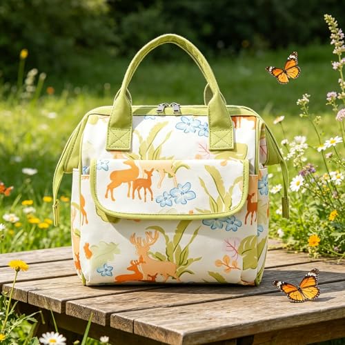 Mochila para mujer grande amarilla con múltiples compartimentos de moda 7