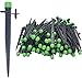 (100-PACK) - 1/4" Inch Universal 360 Degree Drip Emitter On 6" Stake - Adjustable Flow 0-18.5 GPH Fit 1/4 (4-7mm) Drip Irrigation Tubing - Professional Grade Drippers for Drip Irrigation