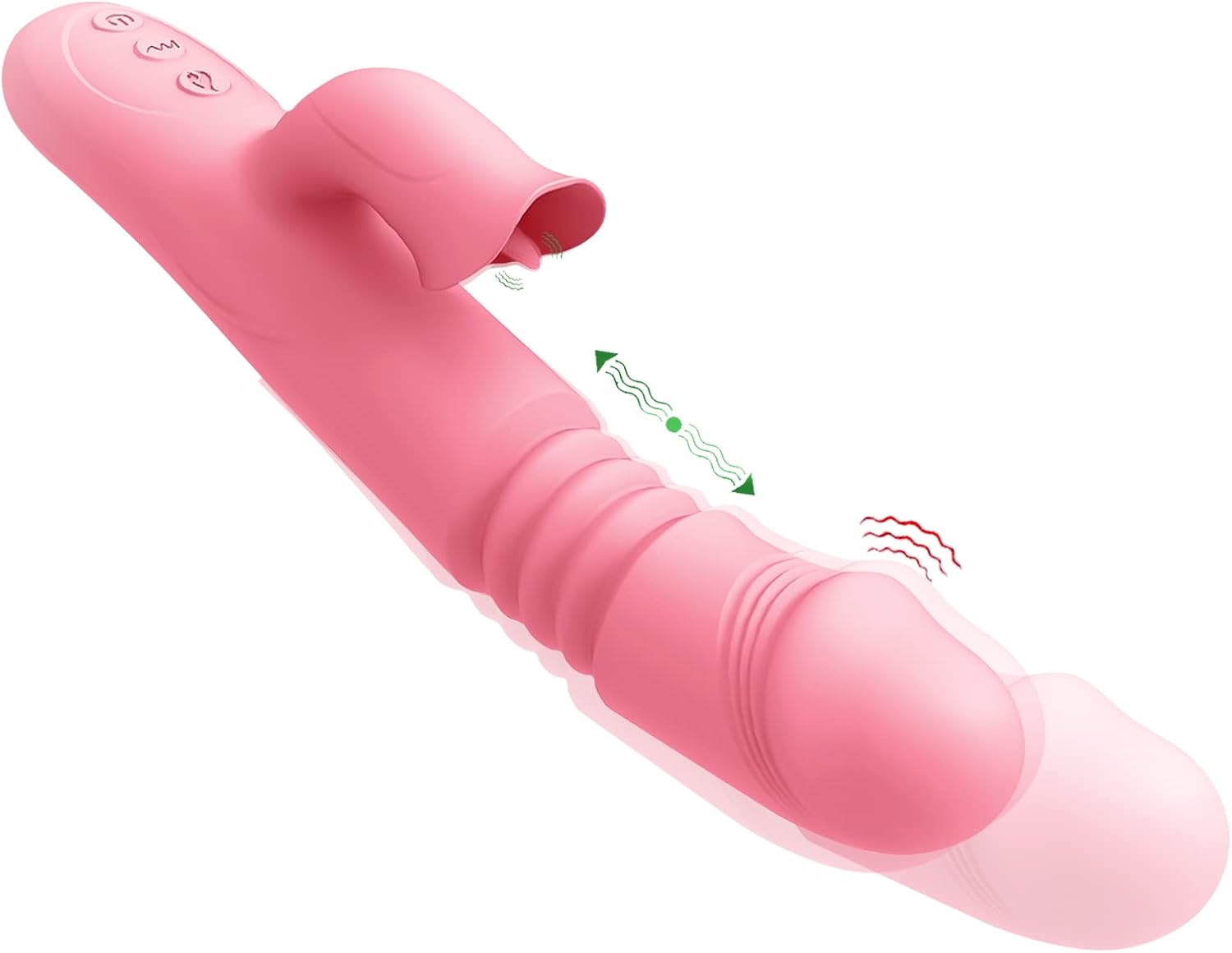 Vibrator with Heating Function and G Spot Tongue Vibrating Dildo Sex Toys for Women,Thrusting Toys/Woman Sex Clit Licker Sex Stimulator (Powerful Thrusting,Suck,Swinging,Heating,Waterproof),Pink