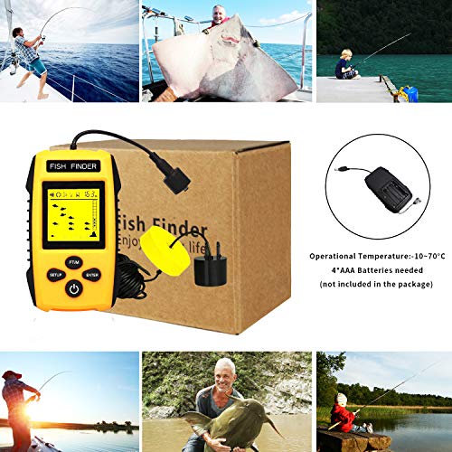 Ovetour Sensor de Sonar Portátil com Fio para Profundidade da Água e Visor LCD Localizador Portátil