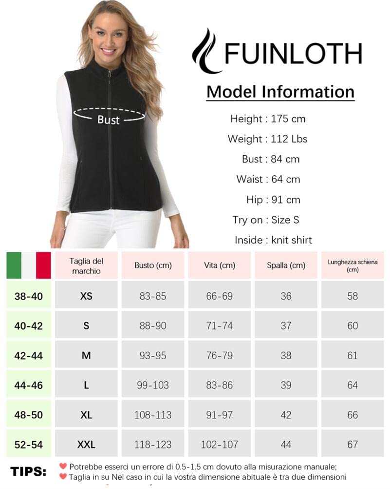 fuinloth Gilet Donna in Pile Smanicato Elegante Invernale Sportivo con Tasca Gilet Termico con Cerniera Senza Maniche Giacca