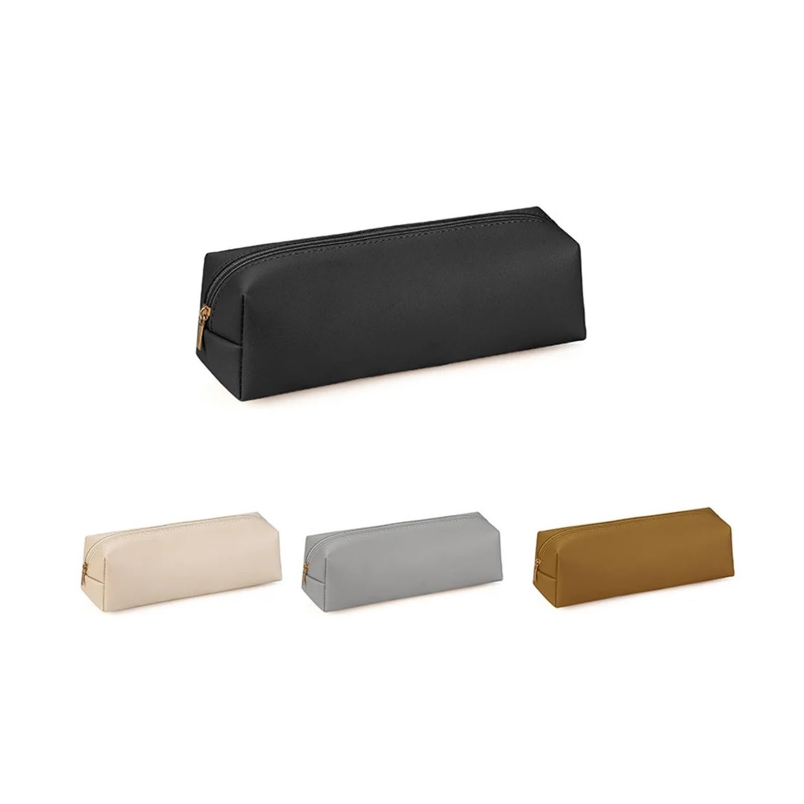 Astuccio in pelle PU for studenti | Grande capacità, cerniera, scatola portaoggetti, organizer for cancelleria, durevole(Beige)