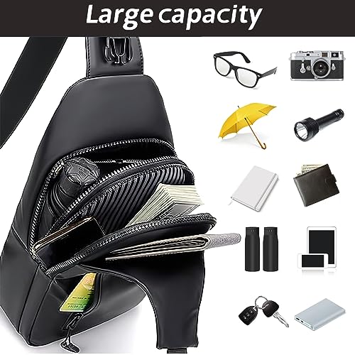 Jupsk Sling Bag Crossbody Backpack Chest Shoulder Bag Waterproof Sling Rucksack Bag for Men Women Lightweight Casual Daypack Backpack with USB Charging Port for Sports Traveling - Image 2