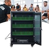 20-60 Slot Cell Phone Locker With Charger - Wall Mount/Desktop, Portable Cellphone Charging Locker For Charging Multiple Devices Simultaneously For Classrooms/Offices/Hotels Black-50-Slots