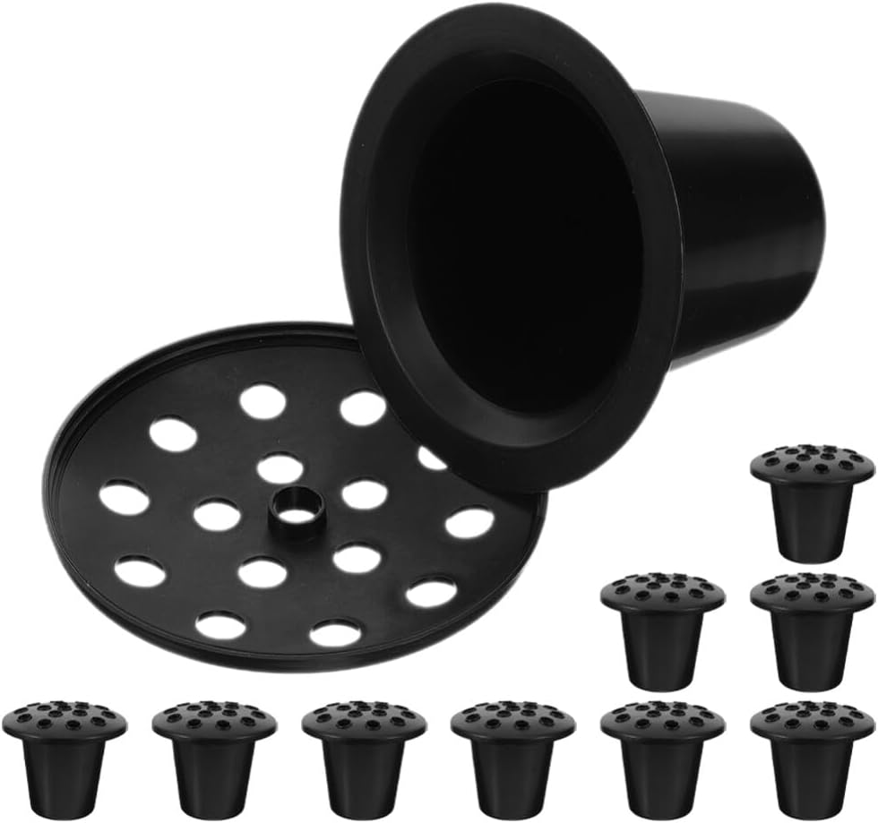Toddmomy 10-Pack Cemetery Flower Vase Holders Black Plastic Grave Vase with 16 Holes Memorial Floral Container for Sympathy and Outdoor Grave Decoration