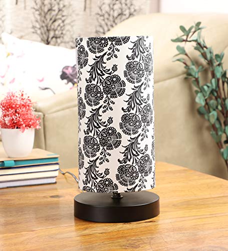 Image of tu casa Mangowood Square Block Style Table Lamp for Home Decoration, Bedroom, Living Room, Lounge, Office, Festival Gifting, Study Table (Filigree Design Print)