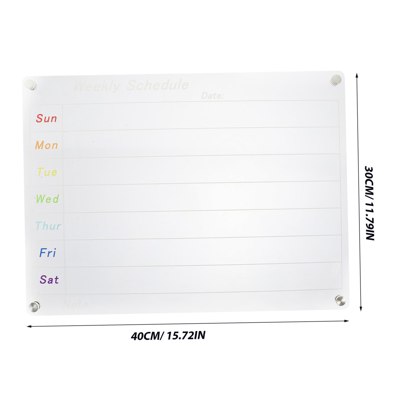 Transparenter Acryl Wochenplaner Abwischbare Planungstafel für Küche Kühlschrank Magnettafel mit Terminplanungs-whiteboard Wiederverwendbar und Einfach zu Bedienen