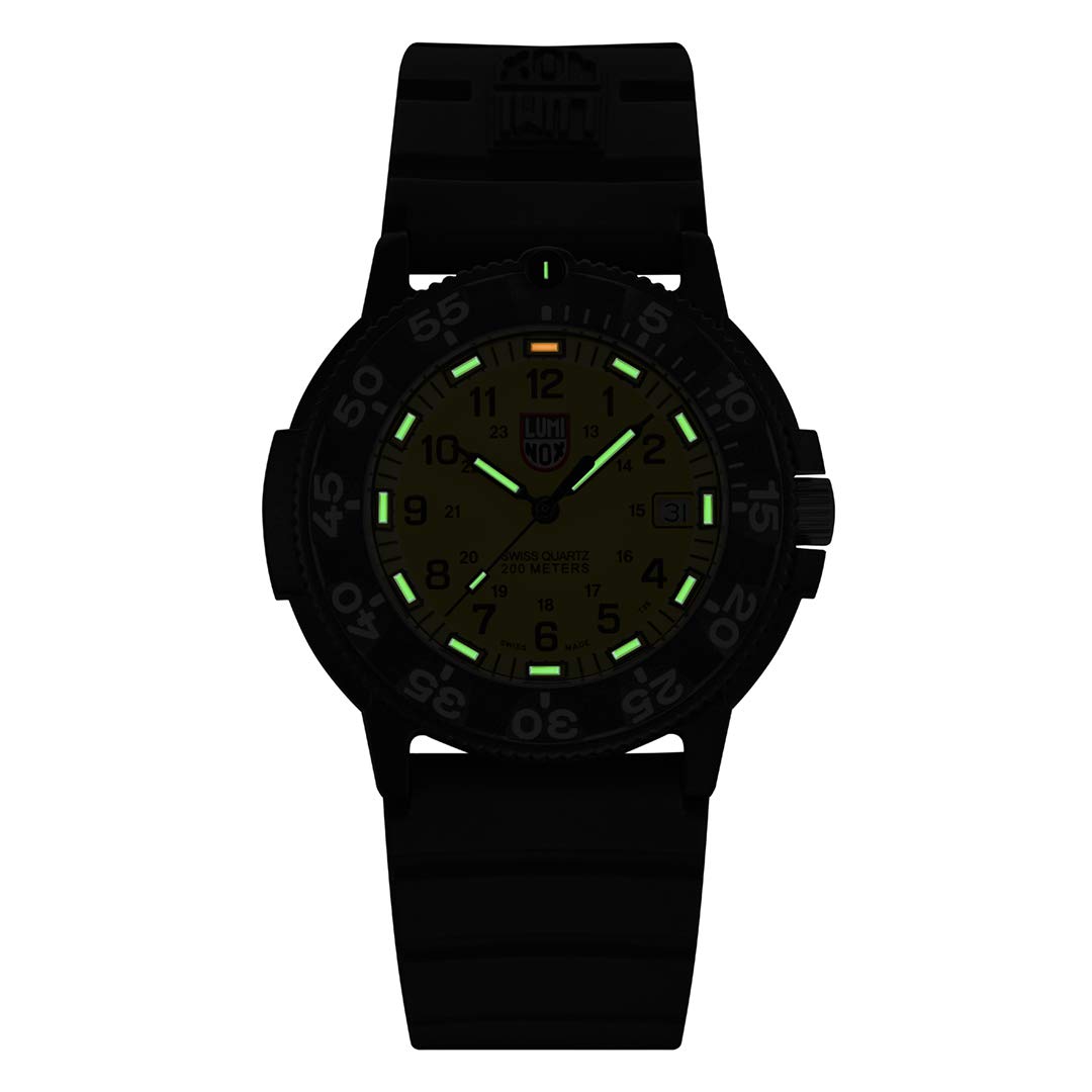 LUMINOX Navy Seal Diver Watch dla mężczyzn (XS.3005.F / 3000 Series) szwajcarska produkcja, czarna obudowa z poliwęglanu i żółta tarcza + wodoodporny 200 metrów, a_NA, Pasek