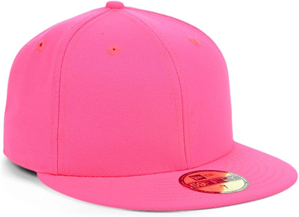 New Era Blank Custom 59FIFTY Fitted Flat Bill Cap, Pink 7 3/8 - Image 3