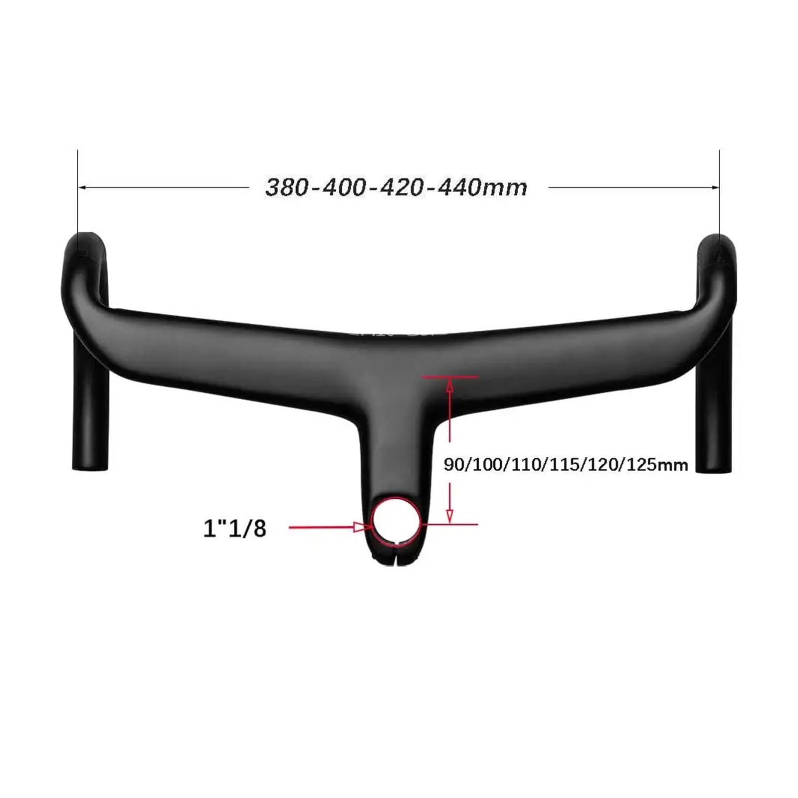 Manubrio Bici Manubrio da Strada in Carbonio, Barra piegata, Passaggio Cavi Interno, Caduta di 127 mm, Portata di 75 mm, Manubrio for Bicicletta SL7 con distanziale