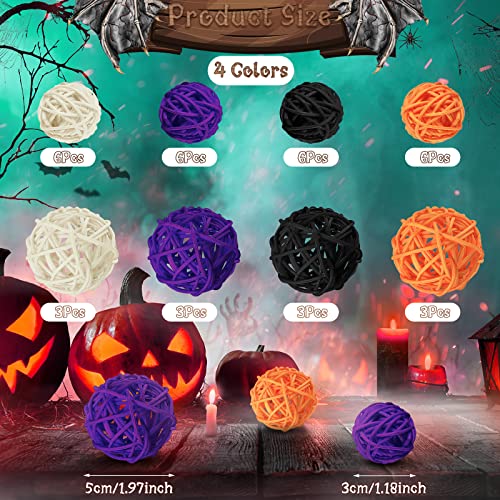 36 Pieces Vase Filler Wicker Rattan Balls Colorful Vase Filler For Home Decor Table Decorative Balls For Bowls Natural Rattan Balls For Holiday Party Decoration(Orange, White, Purple, Black, Round) #TOP4