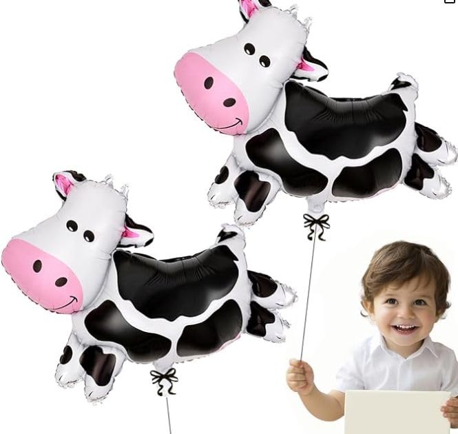 XJYXQF Cow Print Balloons 36 Inch 2Pcs - Cow Balloons for Party Decorations Farm Animal Foil Balloon for Cow Themed Party Baby Shower Birthday Extra Thick Mylar Balloon for Western Decor (2)