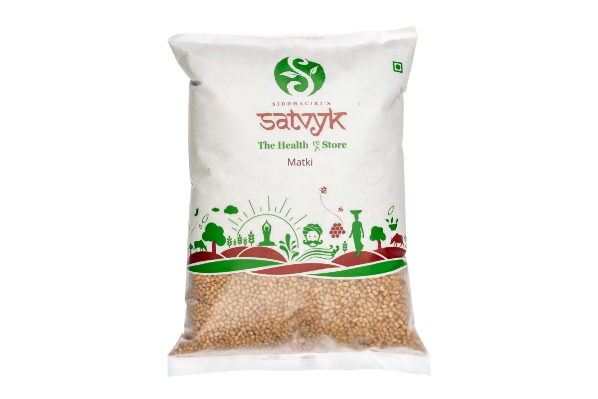 S Siddhagiri's SATVYK THE HEALTH re STORE Moth Whole (1000gm) - Sabut Unpolished Moth Beans | Vegan & Gluten-Free | Matki Whole | Moth Sabut | Rich In Protein & Fibre | Turkish Gram