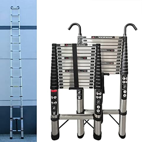Escalera telescópica plegable de acero inoxidable, 5 m, con capacidad de carga de 150 kg Cover