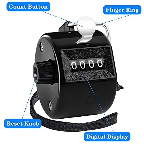 Febsnow 2 Pack Hand Tally Counter 4 Digital Click Counter For Sport Row School Event (Black White) #TOP2