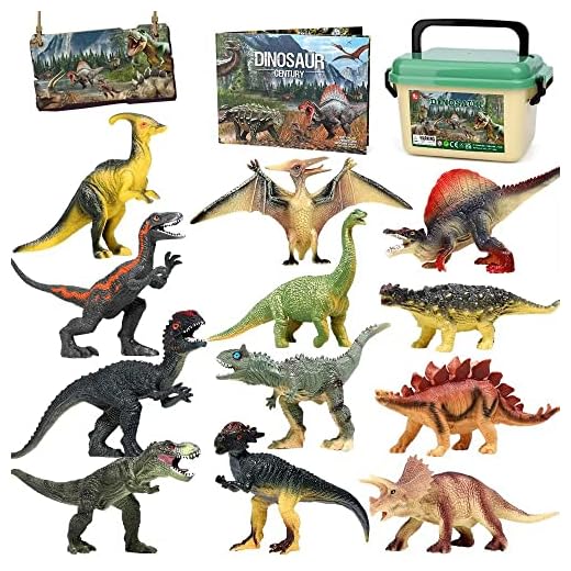 FRUSE Dinosaurio de Juguete,12 Educativas Figuras de Dinosaurio Realistas con T-Rex, Carnotaurus, Libro de Dinosaurio, Dinosaurios Juguetes para Niños y Niñas de 3 4 5 6 7 Años