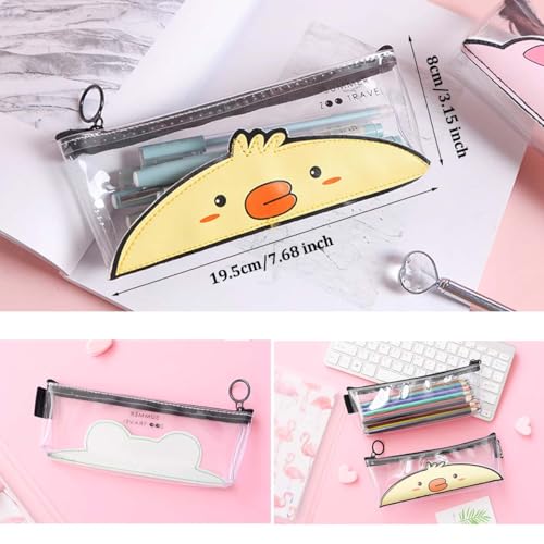Image of Small Pencil Pouch Maekeup Transparent Dog Animal Pen Bag Women Office Stationery Comestic Bag