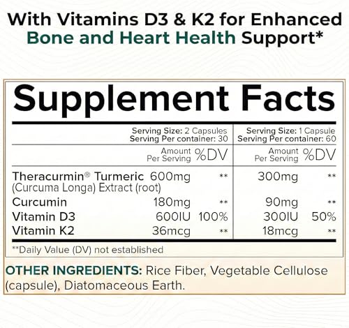 Teaveli Theracurmin with D3 & K2 Capsules