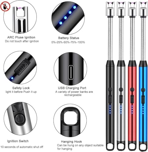 Image of Rechargeable Electric Gas Lighter for Kitchen with 360 Flexible Neck, Type-C USB Charging, Windproof Flameless Ignition for Gas Stove, Candles & Pooja (Electric Lighter Rechargeable)