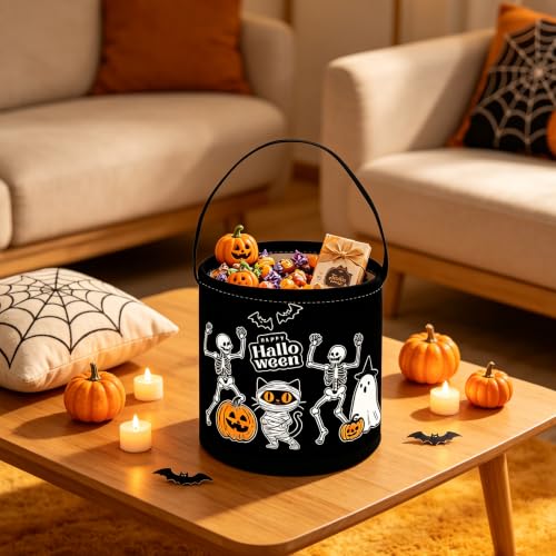 Image of ESSME Halloween Basket,Ghost Baskets,Gifts Bins,Book Bins Empty.(Balck Halloween)