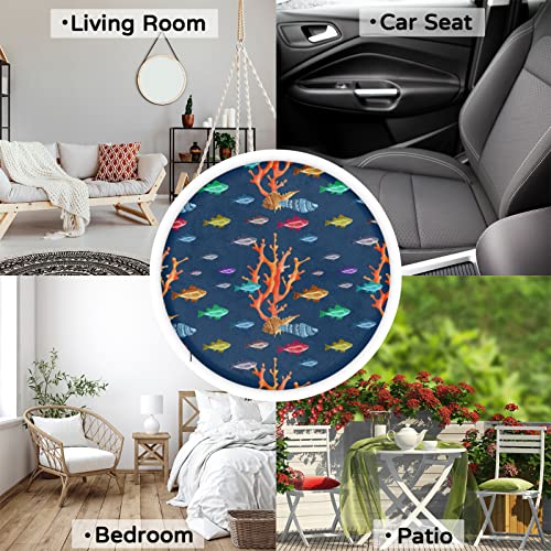 Chair Pad Fish Coral Floor Pillow Cushion For Dining Chair, Memory Foam Seat Chair Cushion Non-Slip Ocean Animal Soft Seat Cushion, Decor For Office Car Patio 14.5X1.18 Inch #TOP6