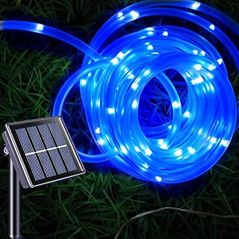 Sunboia LED Rope Lights, Solar Tube String Lights,23ft 50 LED Waterproof Fairy Decorative Lights for Outdoor Garden Patio Holiday Yard Home Wedding Party Festival Christmas(Blue) Cover