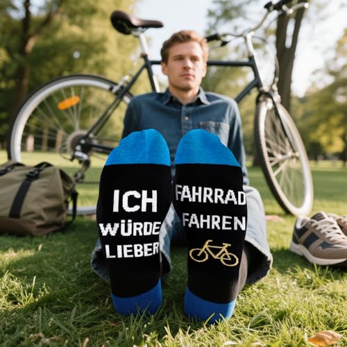 SockWaddles Lustige Socken Herren mit Sprüchen, Ich Würde Lieber Fahrrad Fahren – Geschenkidee für Männer, Fahrrad zu Weihnachten Geburtstag Vatertag Adventskalender Füllung