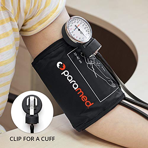 Image of PARAMED Aneroid Sphygmomanometer - Manual Blood Pressure Cuff with Universal Cuff 8.7-16.5 inch and D-Ring - Carrying Case in the kit - Black - Stethoscope Not Included
