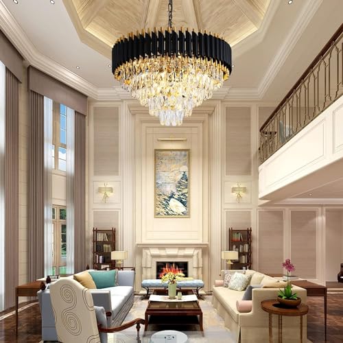 Image of Virya Chandelier for Living Room Modern Ceiling Light Jhumar for Hall Light for Living Room (Black, 600mm)