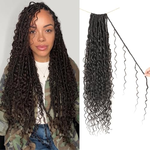 9 packs Boho Faux Locs Crochet Hair, 24 Inch, Brown