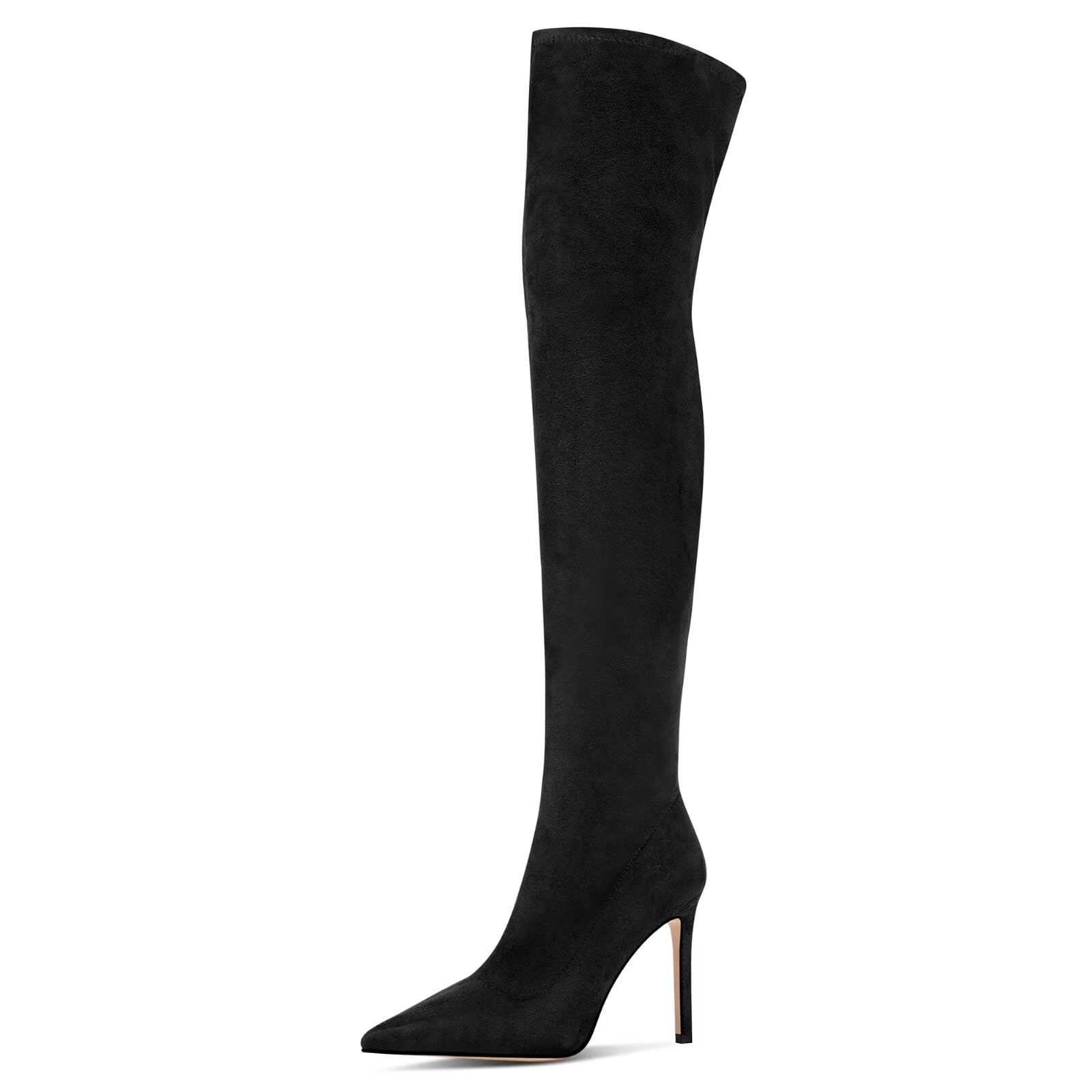 Womens Over the Knee Boots Suede High Heel Thigh High Boots Pointed Toe Long Stretch Sexy Fall Elastic