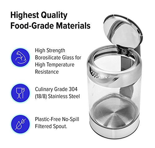 Glass Electric Kettle | Bpa Free With Borosilicate Glass & Stainless Steel - 1.8 Liter Rapid Boil Cordless Teapot With Automatic Shut Off - The Best Hot Water Heater For Tea, Coffee, Soup, And More! #TOP3