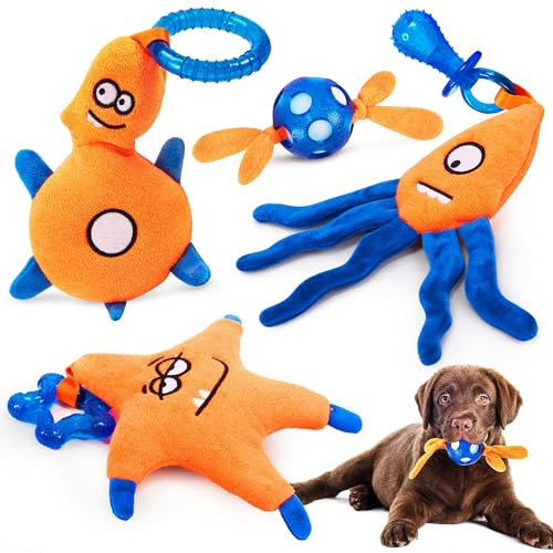 ADDPETS 4 Pack Frozen Puppy Toys to Keep Them Busy to Relieve Teething Pain,Chew Toys for Puppies 0-6 Months Relieve Teething Itch, Puppy Teething Rings to Release Excess Energy