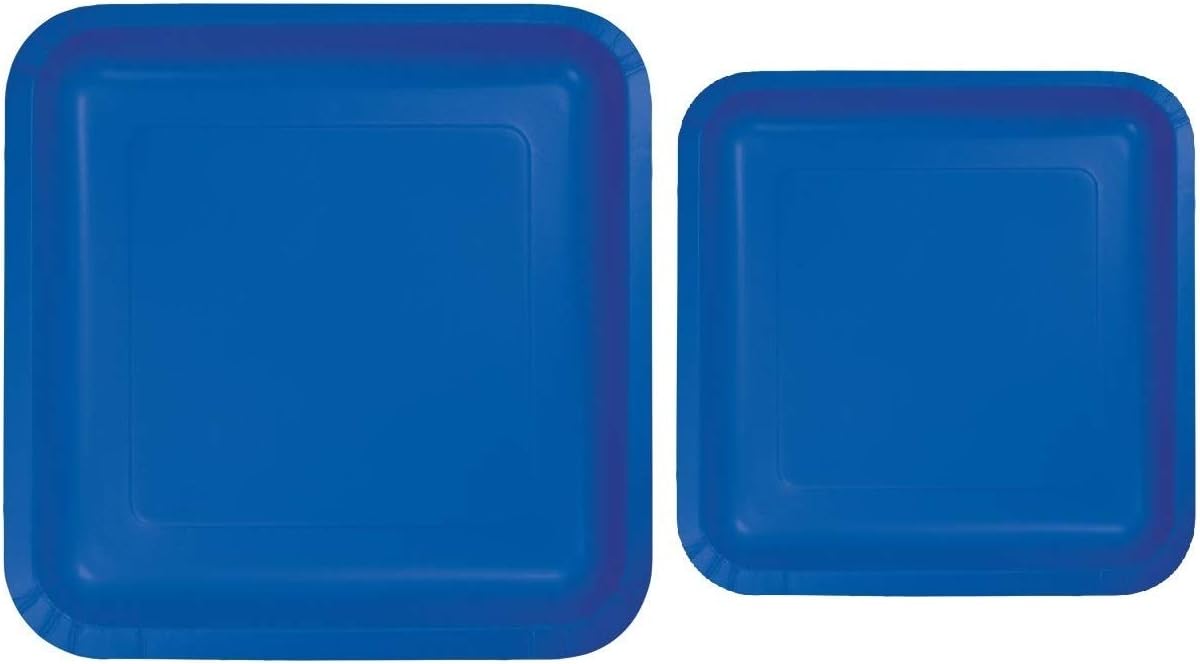 Royal Blue Solid Square Paper Dinner Plates 9" (Pack of 14) Elegant & Durable
