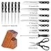 Kitchen Knife Set 15 Pieces with Wooden Block Sharpener 6 Pieces Serrated Steak Knives, homgeek Professional German X50Cr15 Stainless Steel Sharp Pakkawood Handle Chef Knife Block Set Full-Tang Forged