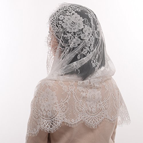 BLESSUME Women Lace Infinity Catholic Chapel Veil Latin Mass Mantilla Head Covering - Thumbnail 3