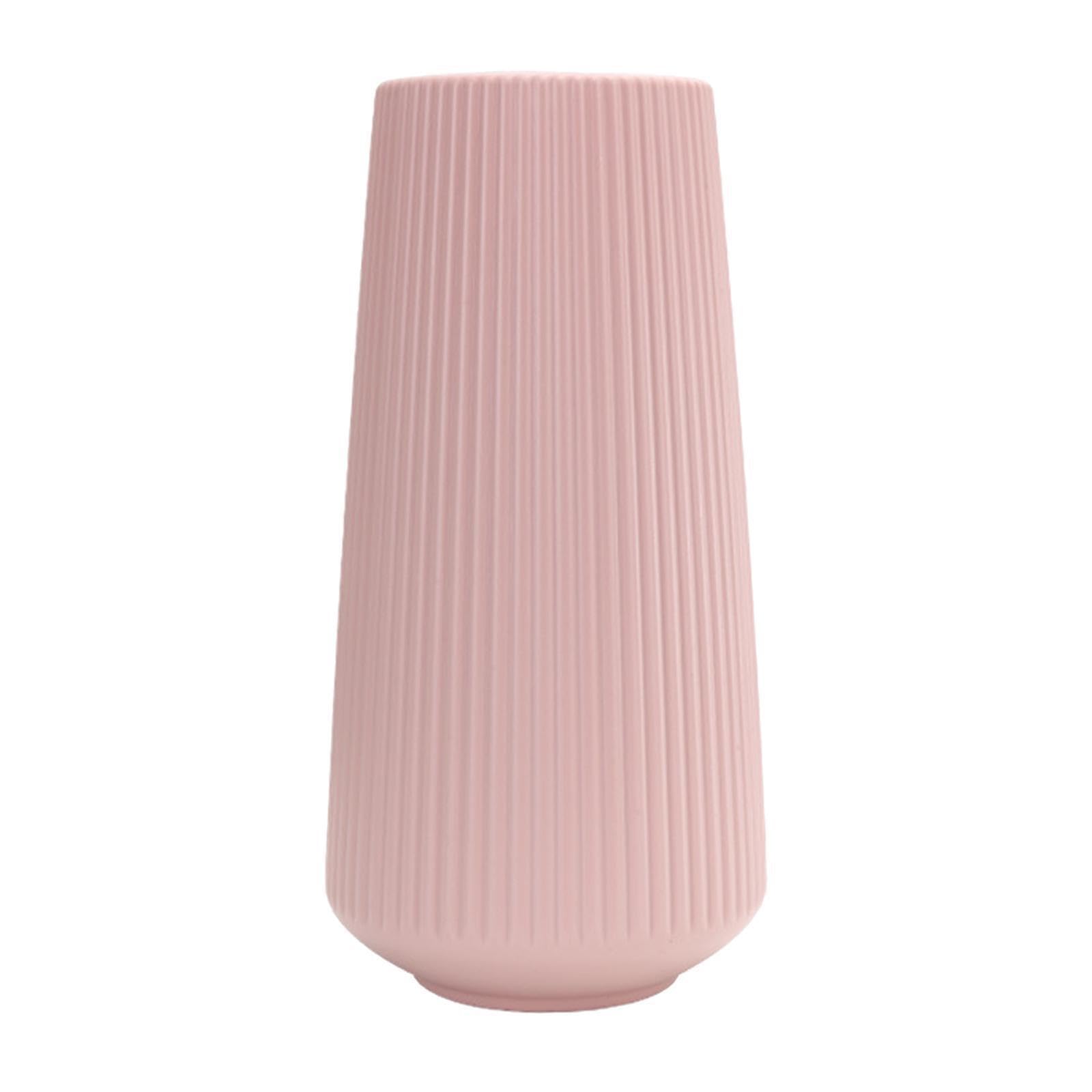 ALCXAZS Minimalist Decorative Plastic Flower Pot Elegant Flower Vase for Housewarming Gift Dinner Table, Pink, 30x15cm