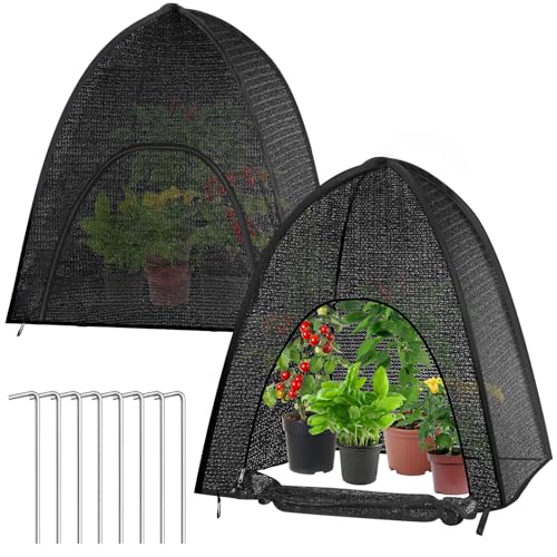 2 Pack Plant Shade Tent, Plant Shades for Outdoor Plants, UV Resisitant 80% Sunblock Shade for Plants Sun Protection, Plant Shade Cover for Flower Potted Plants (35x35x39Inch)