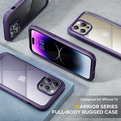 Miracase Glass Series For Iphone 14 Pro Case 6.1 Inch, 2023 Full-Body Clear Bumper Case With Built-In 9H Tempered Glass Screen Protector, With Camera Lens Protector (Noble Purple) #TOP7