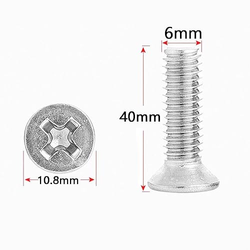 Miniatura 2 de NACX Tornillos de cabeza plana avellanados Phillips M6 x 1.575 in, A2-70, tono plateado, acero inoxidable 304, 30 unidades