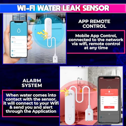 Image of amiciSense Water Leakage Sensor, WIFI Water Level Detector with 80dB Loud Alarm and SmartLife Mobile App Compatible