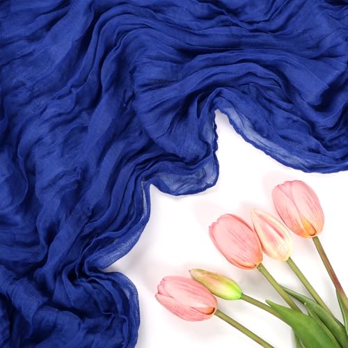 RestfulGlow 6 Pack Royal Blue Cheesecloth Table Runner 10FT Boho Cheese Cloths Gauze Fabric Table Runners 120 Inch Rustic Sheer for Summer Wedding Birthday Party Baby Shower Holiday Home Decorations by RestfulGlow - Used condition - Image 4