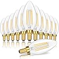 Dimmable E12 Candelabra LED Light Bulbs 60 Watt Equivalent, 6W 630LM Chandelier Light Bulb 2700K Soft Warm White, Vintage LED Filament Clear Glass Candle Light Bulbs, 90+ CRI, No Flicker, 12-Pack
