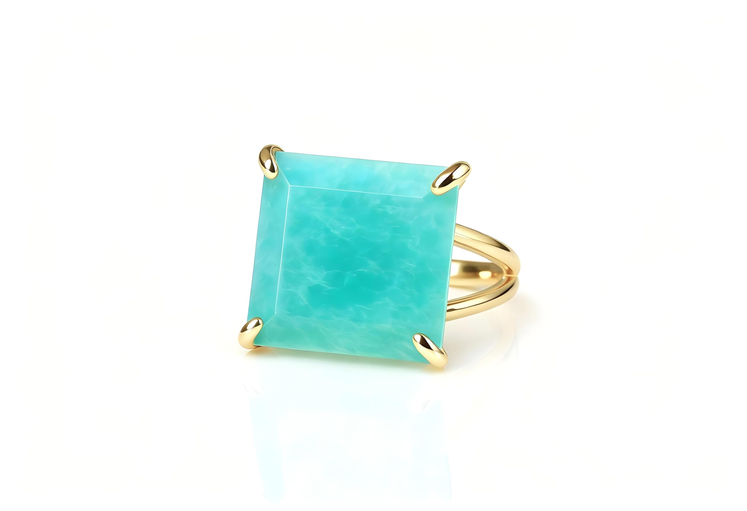 Bague amazonite en or 14k : un bijou artisanal d'exception - 10