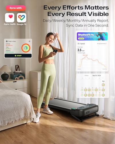 UREVO Smart Walking Pad Treadmill,9% Auto Incline, Quiet Operation, 2.5HP Dual Brushless Motorized, Standing Desk Treadmill, AI App with World Tour & HIIT, 12-Point Shock Absorption, Immersive Hiking - Image 5