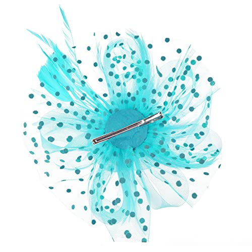 Image of DRESHOW Fascinators Hat Flower Mesh Ribbons Feathers on a Headband and a Clip Tea Party Headwear for Girls and Women