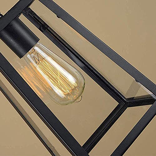 Candelabro E27 de hierro forjado negro con pantalla de vidrio retro 2