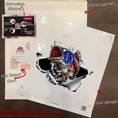 Camellia Print Bass Fishing Truck Stickers Bass Fishing Decal Truck Funny Memes Vynl Cars Decal For Women Cute 3D Tractor Decals #TOP2