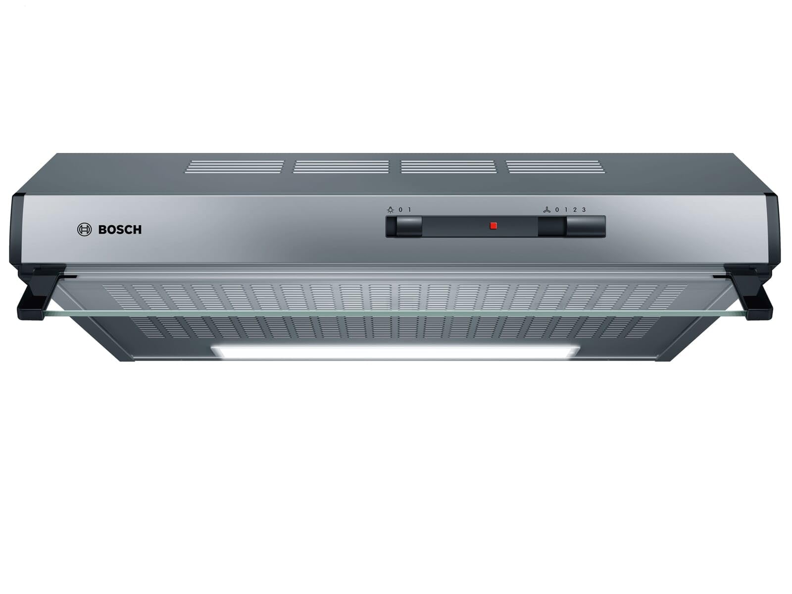 Bosch DUL62FA21 60 cm breit, Um- & Abluft, LED-Beleuchtung gleichmäßige Ausleuchtung, Schiebeschalter, 3 Leistungsstufen, Vliesfilter